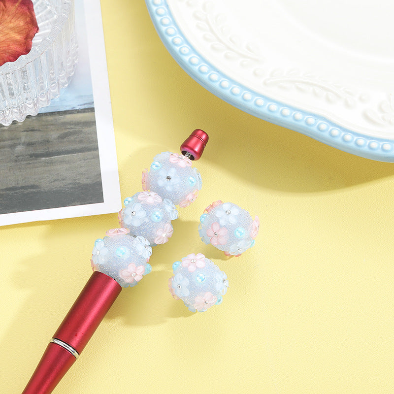 Wholesale 10pcs Heavy Industry Patch Drilling Flower Ball Straight Pole Bead
